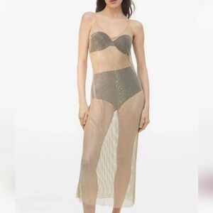 H&M Fishnet Rhinestone Sheer Cover Up Dress